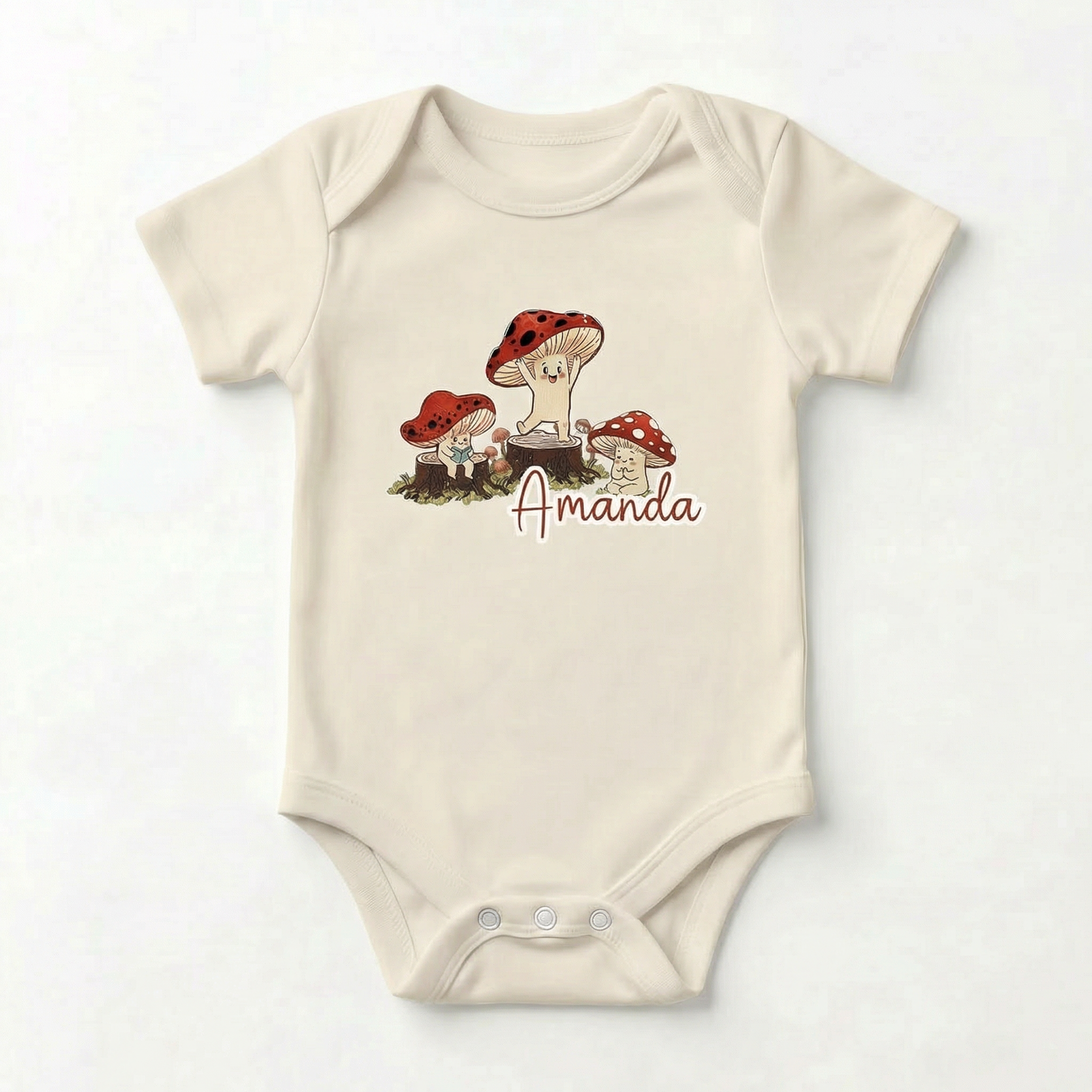 Personalized Graphic Bodysuit in Mushroom