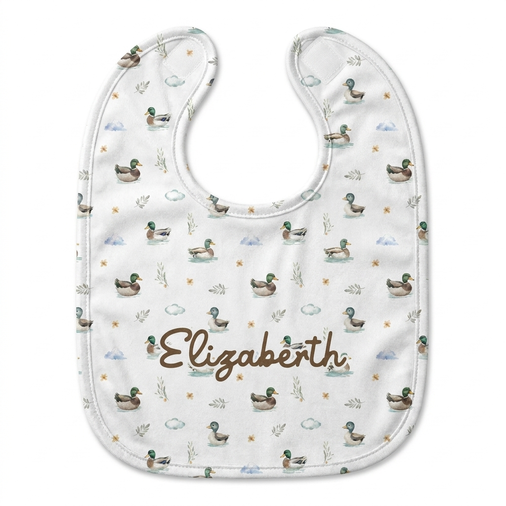 Personalized Bib and Burp Cloths in Mallard