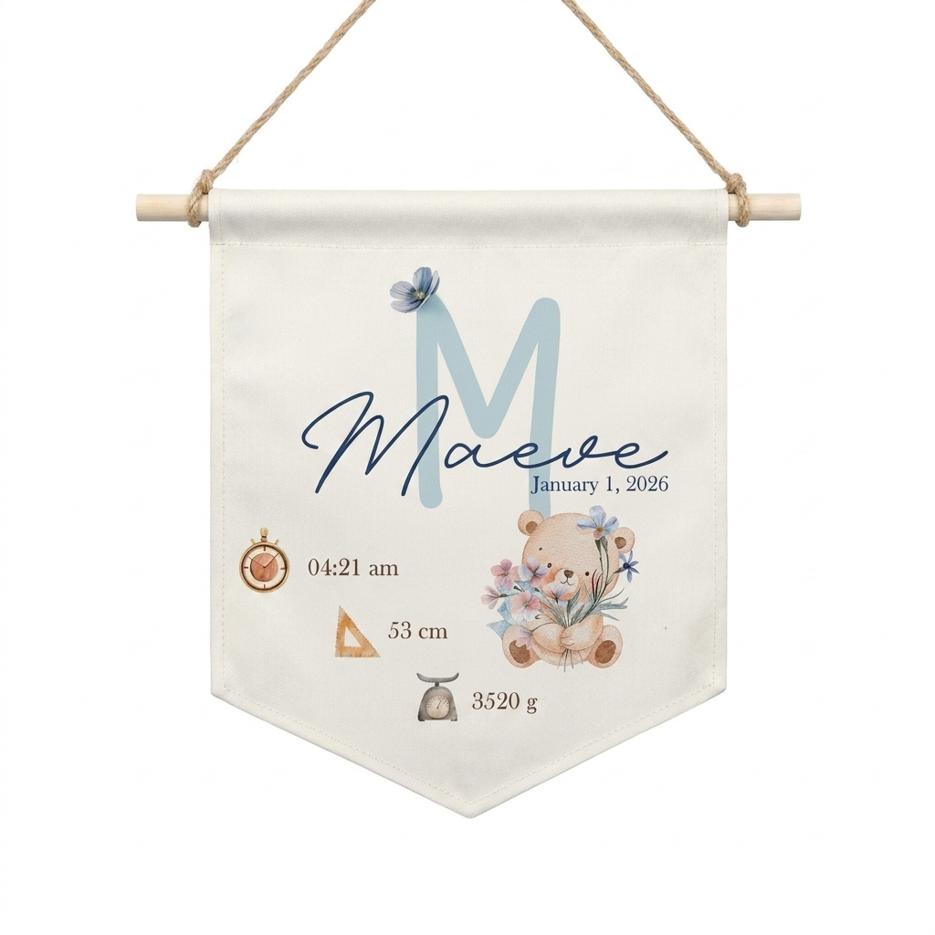 Personalized Shield Pennants in Pretty Wildflower