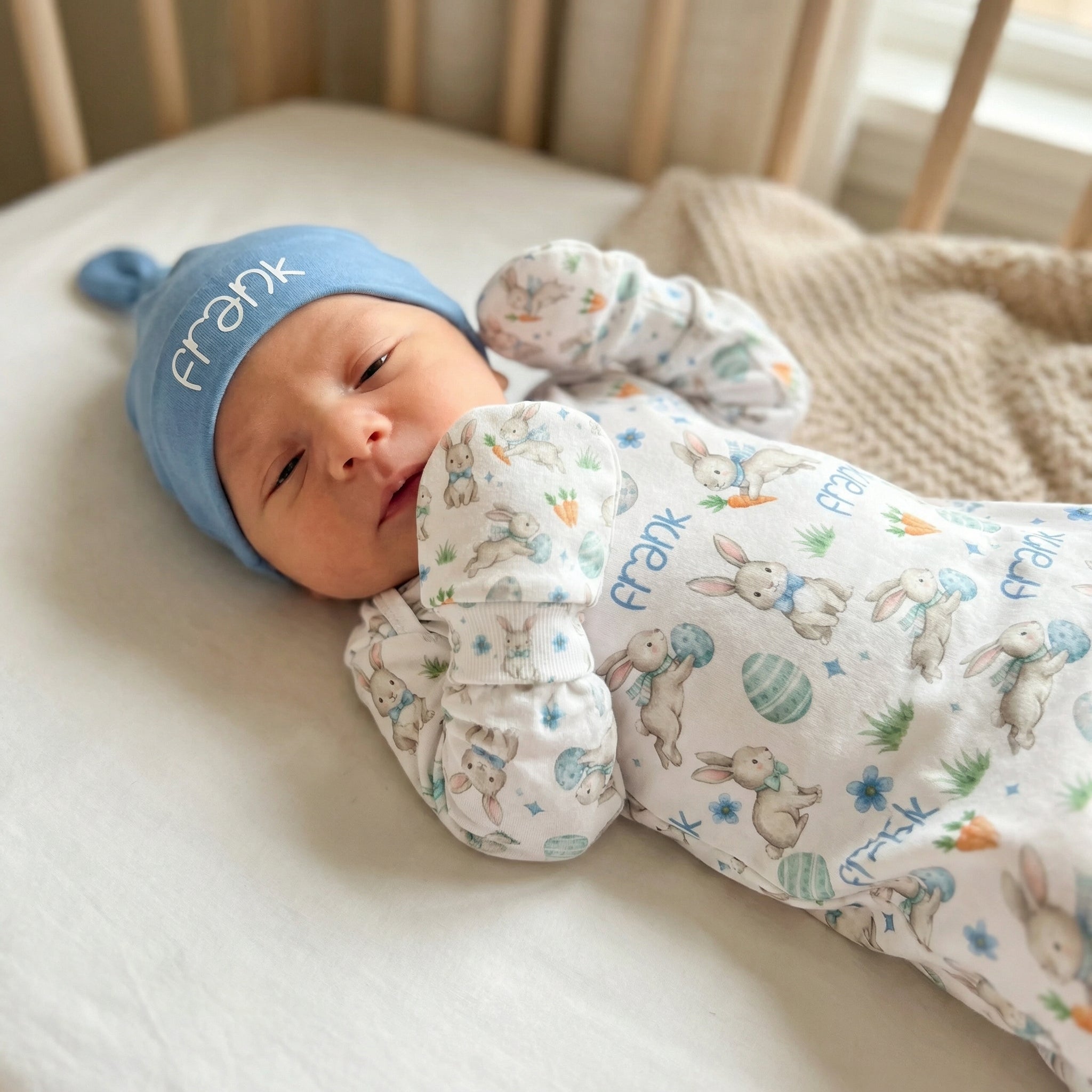 Mittens in Blue Easter Eggs