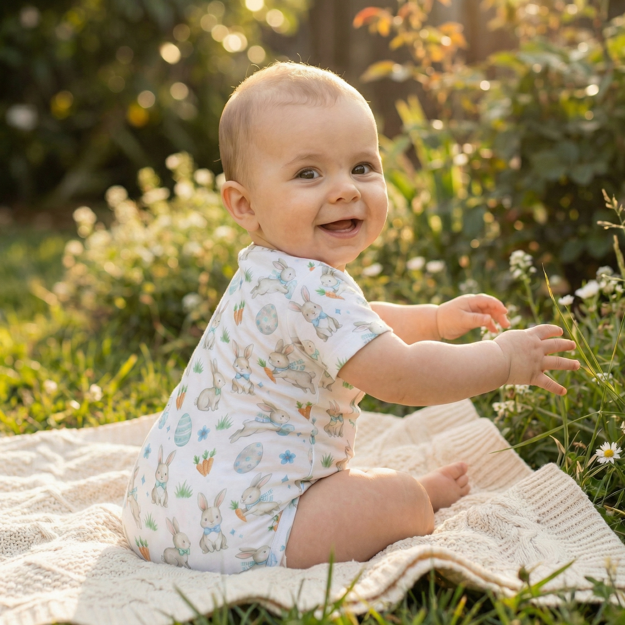 Bodysuit in Blue Easter Eggs