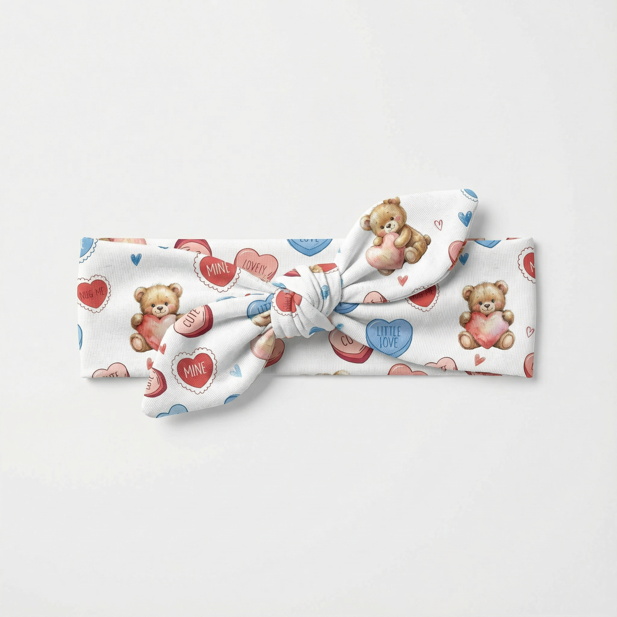 Personalized Knotted Headband in Blue Sweet Heart