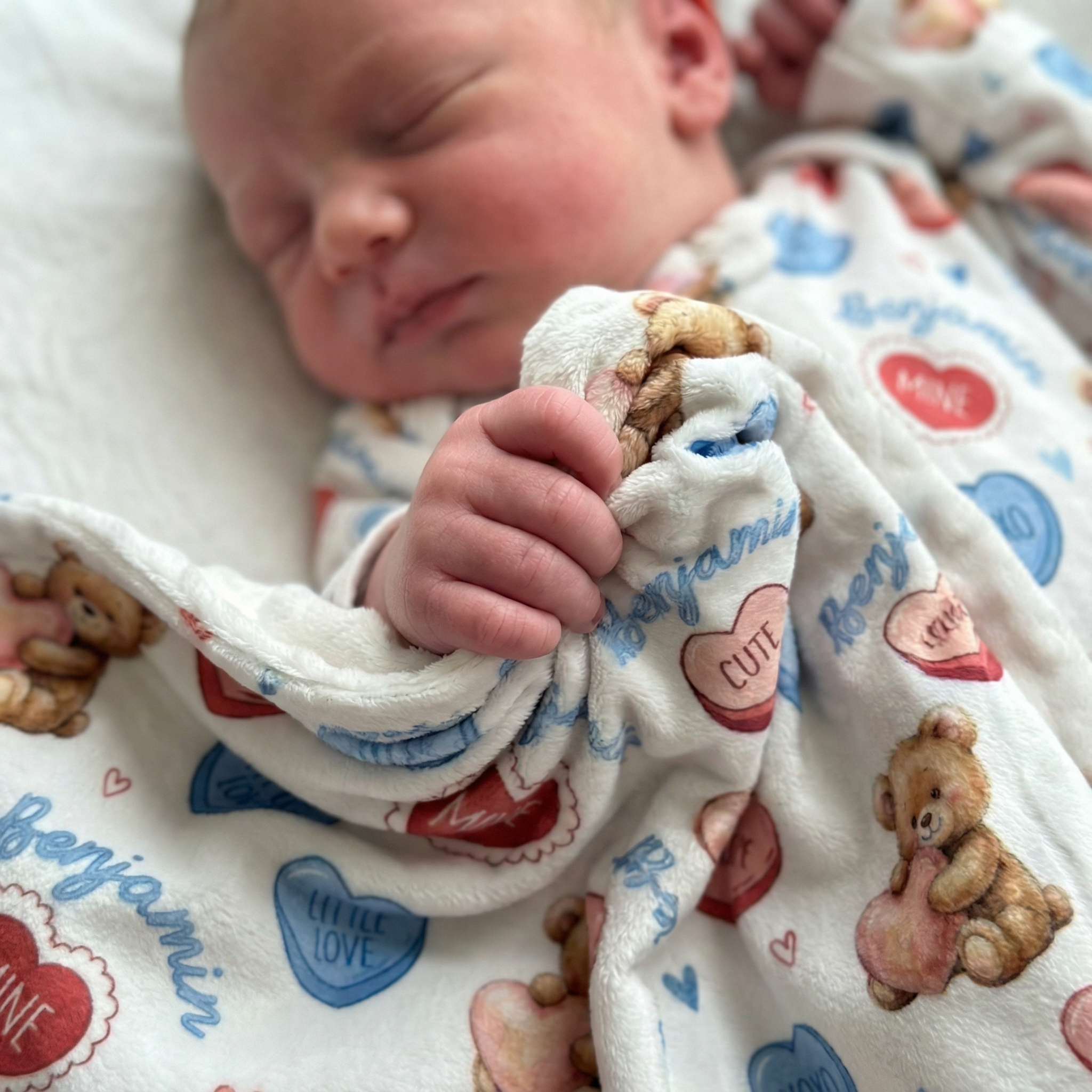 Personalized Blanket in Blue Sweet Heart