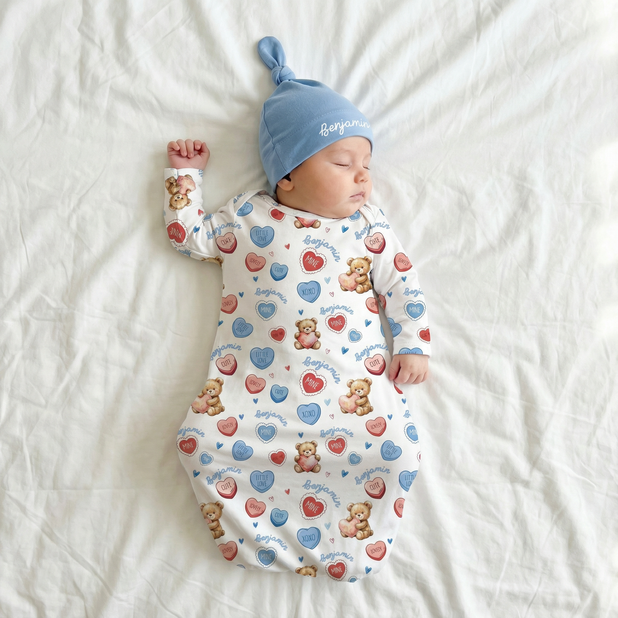 Personalized Sleep Gown in Blue Sweet Heart