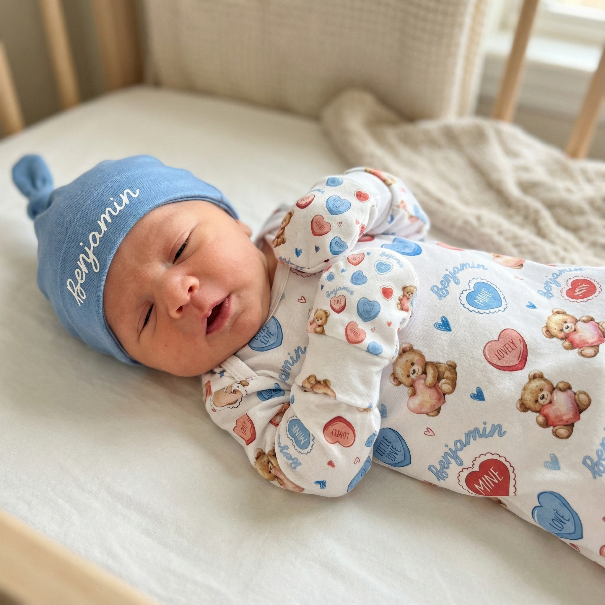 Personalized Sleep Gown in Blue Sweet Heart