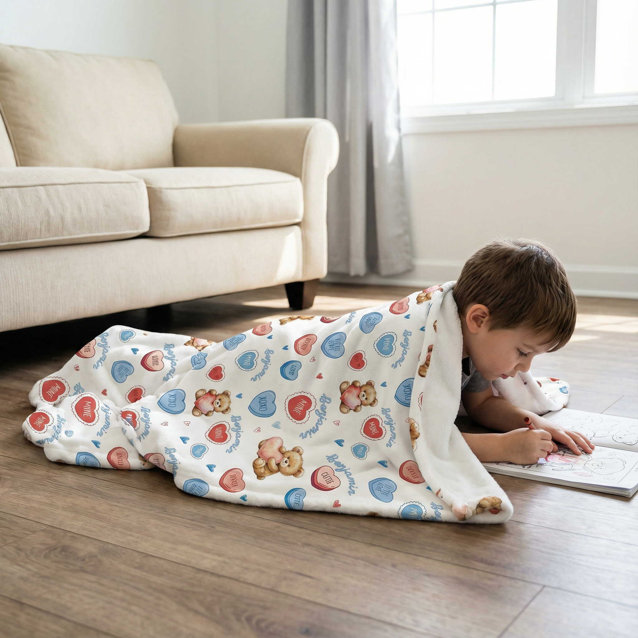 Personalized Blanket in Blue Sweet Heart