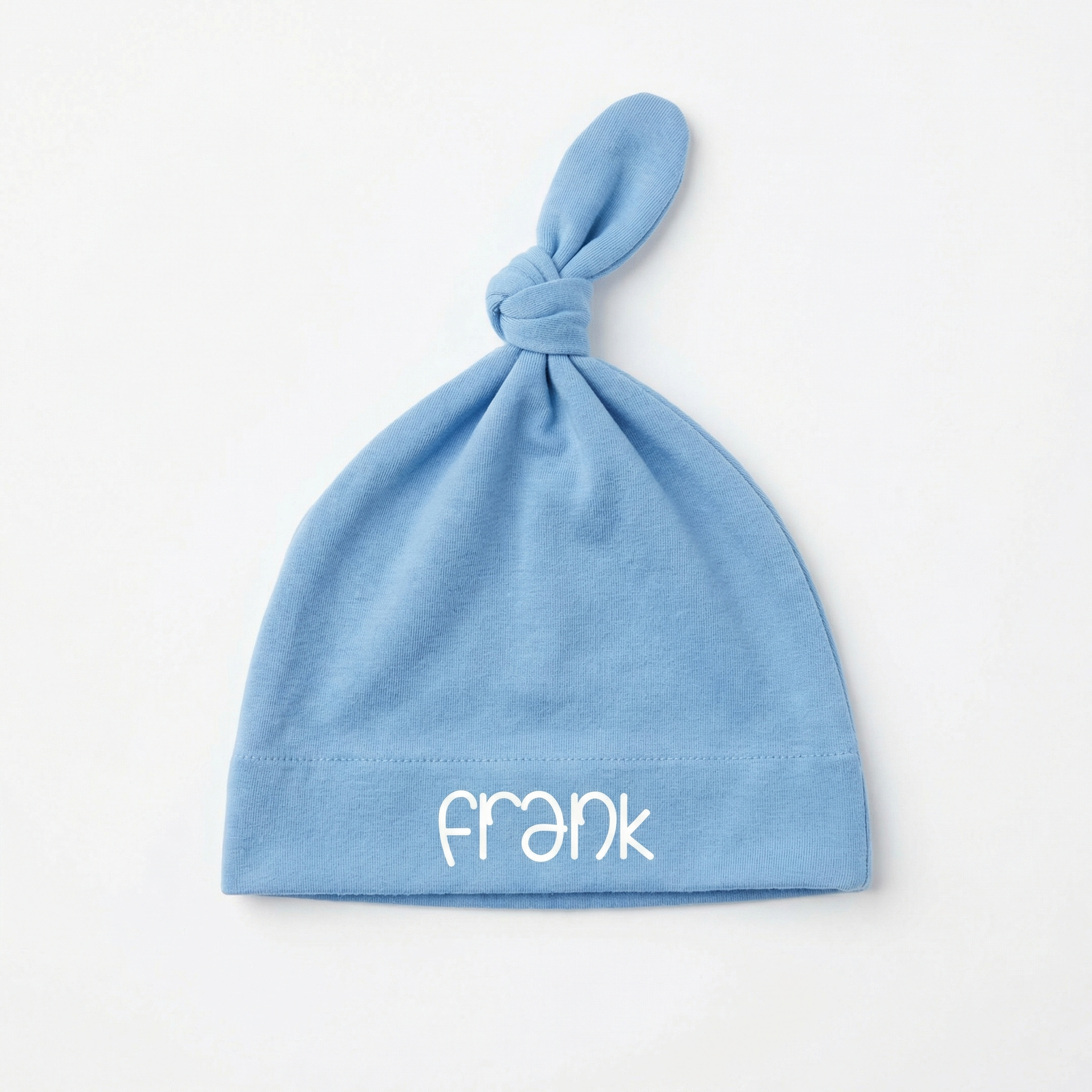 Personalized Knotted Hat in Sky Blue