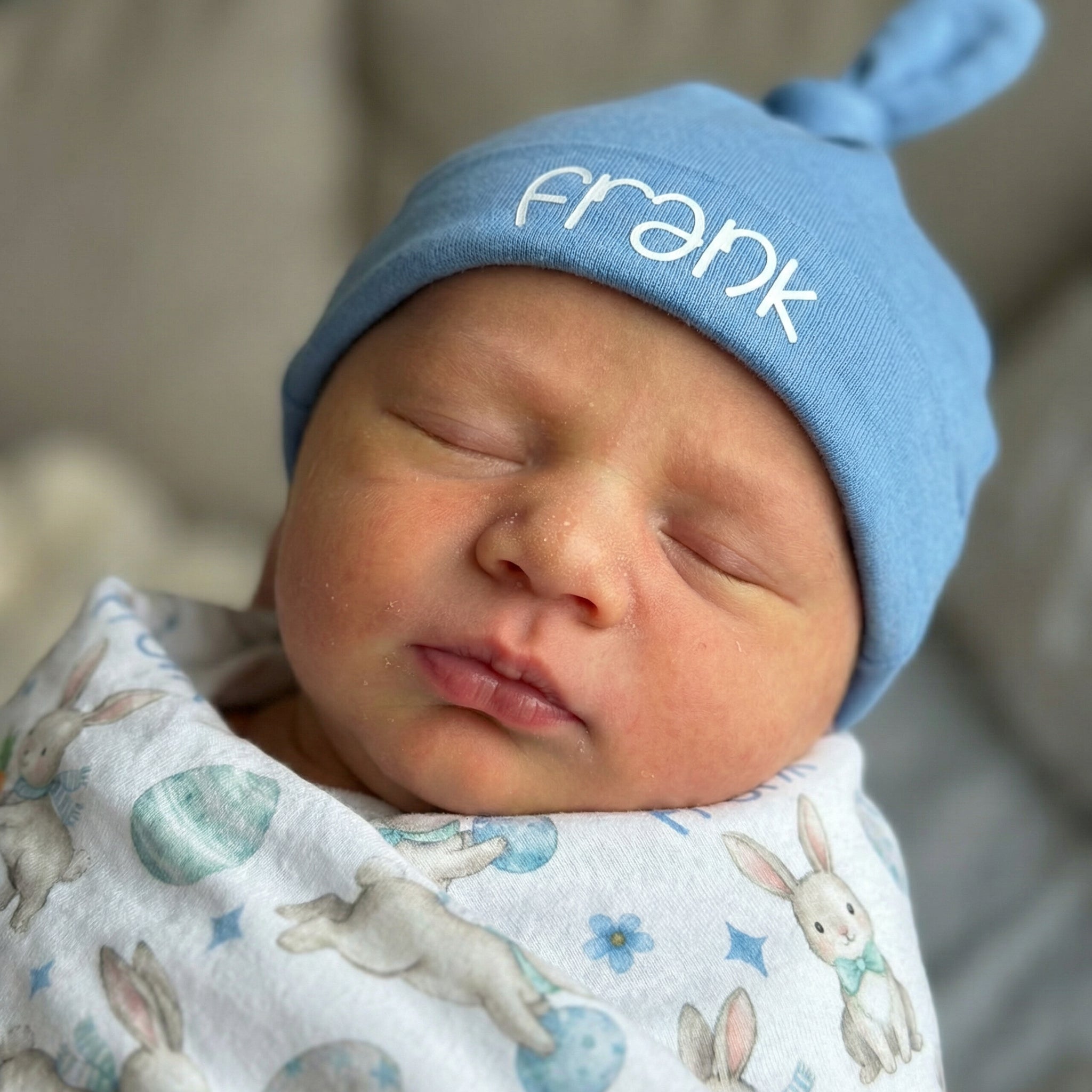 Personalized Knotted Hat in Sky Blue
