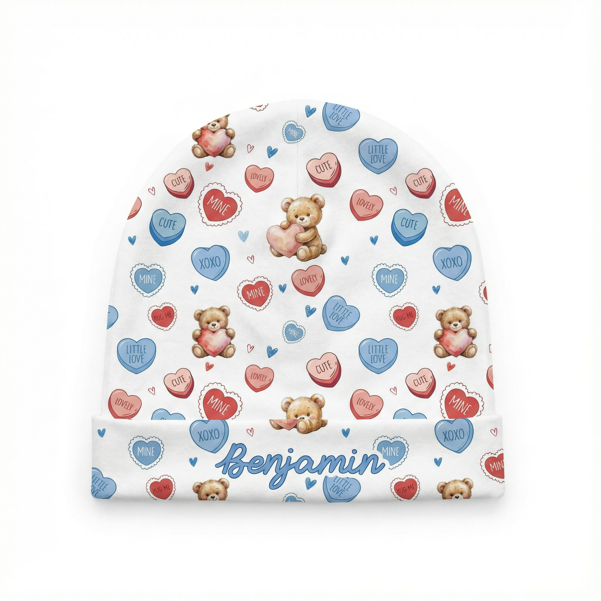Personalized Beanie in Blue Sweet Heart
