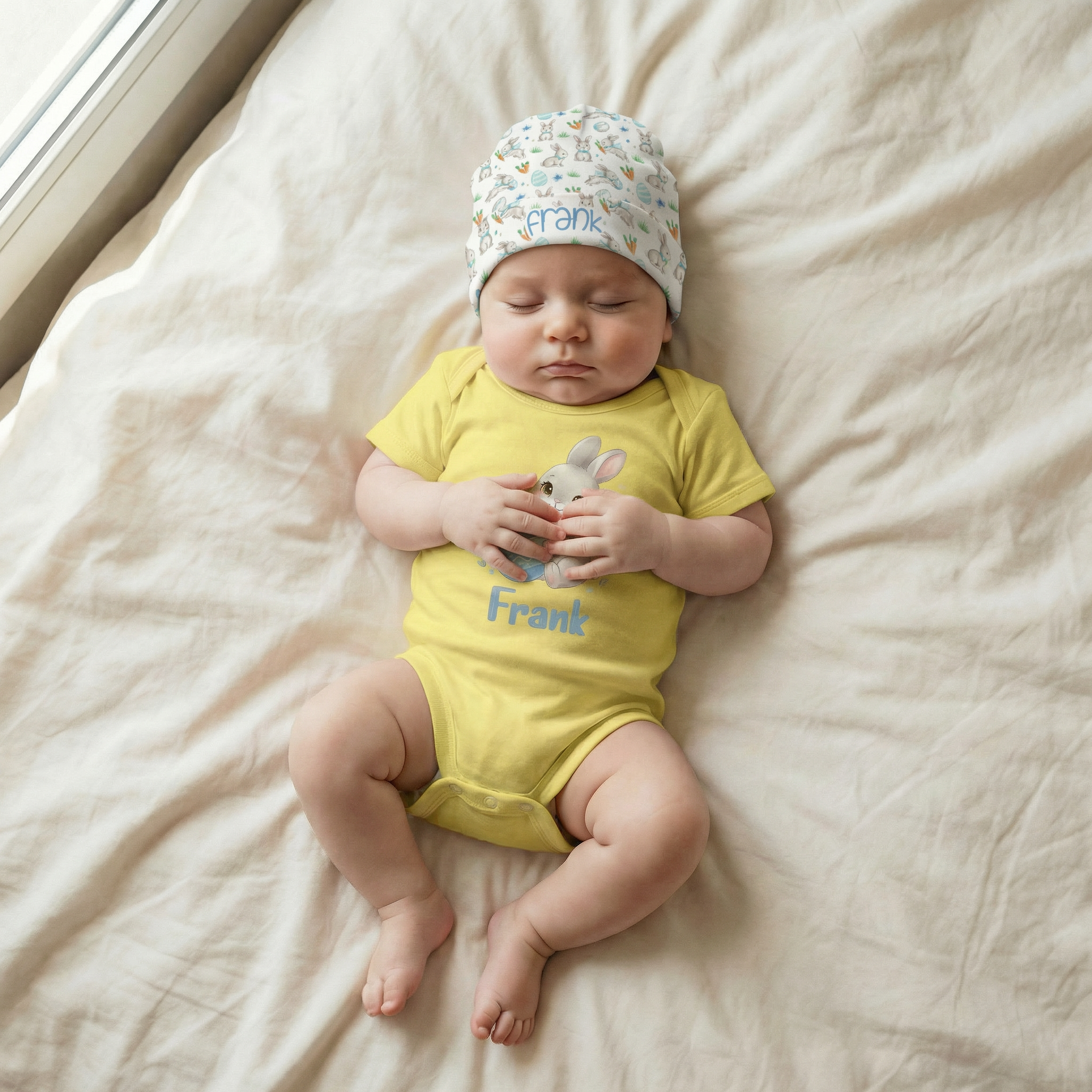 Personalized Beanie in Blue Easter Eggs