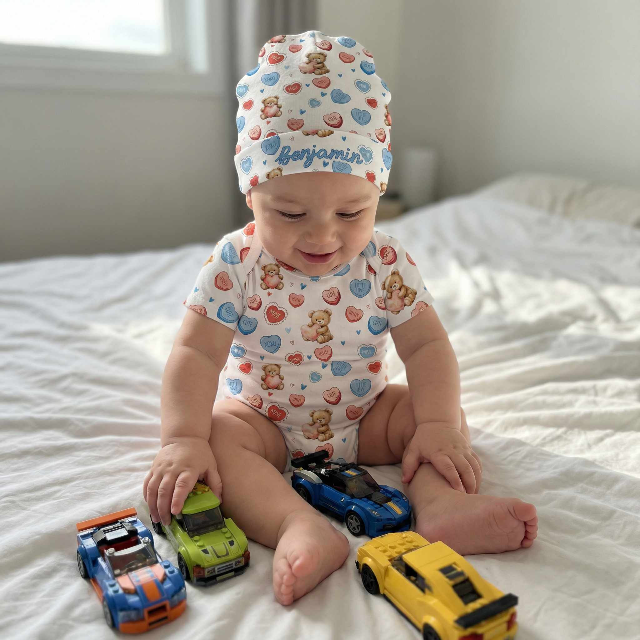 Personalized Beanie in Blue Sweet Heart