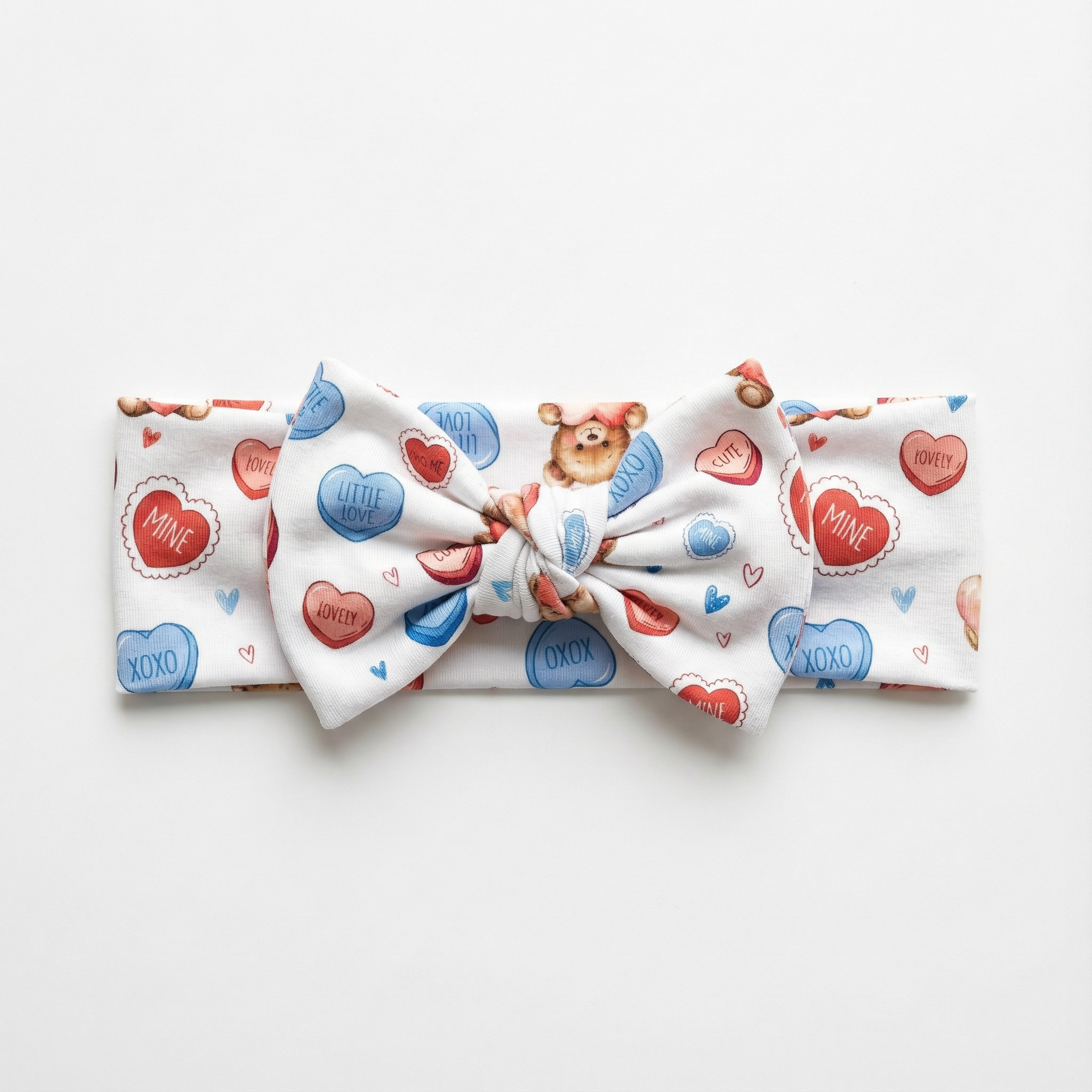 Personalized Bow Headband in Blue Sweet Heart