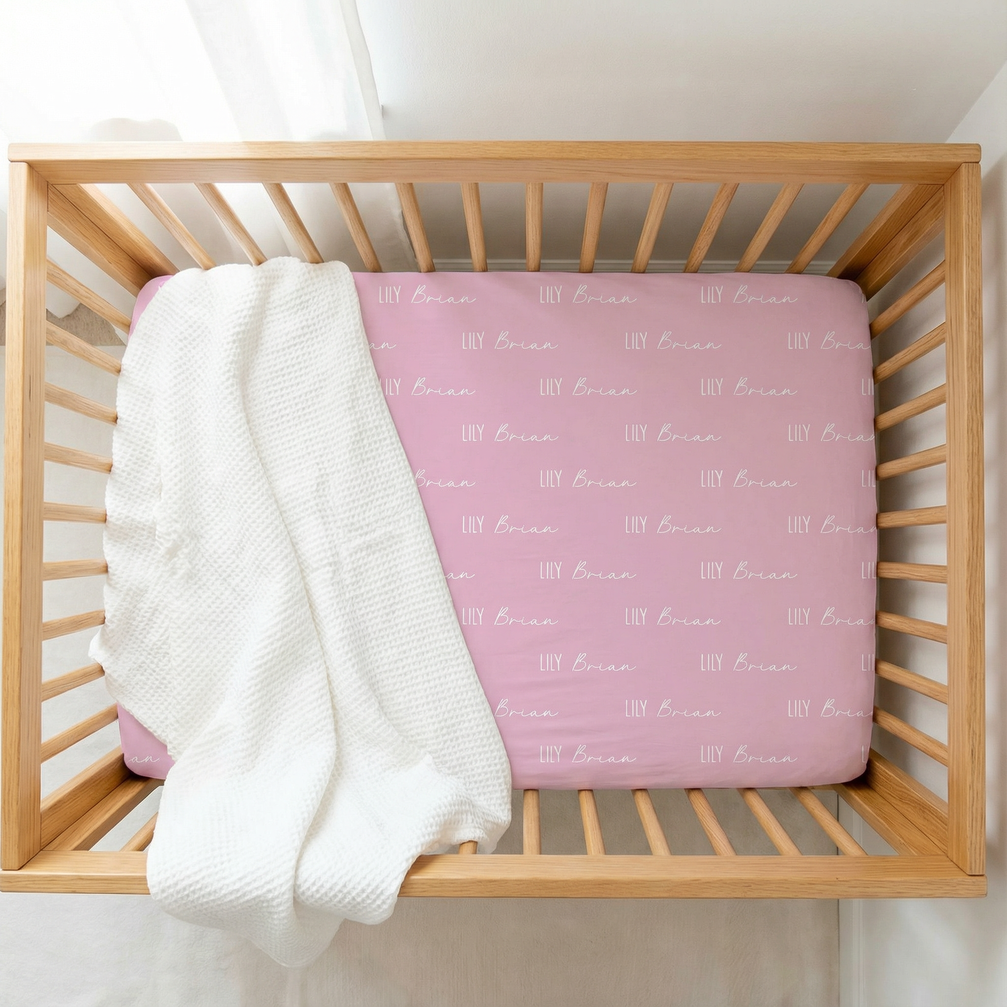 Personalized Crib Sheet Font Duo in Blush