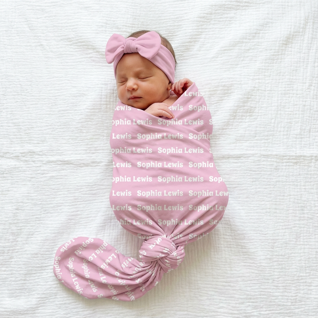 Personalized Swaddle Bubble Font in Blush