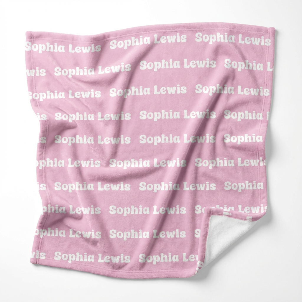 Personalized Minky Blanket Bubble Font in Blush