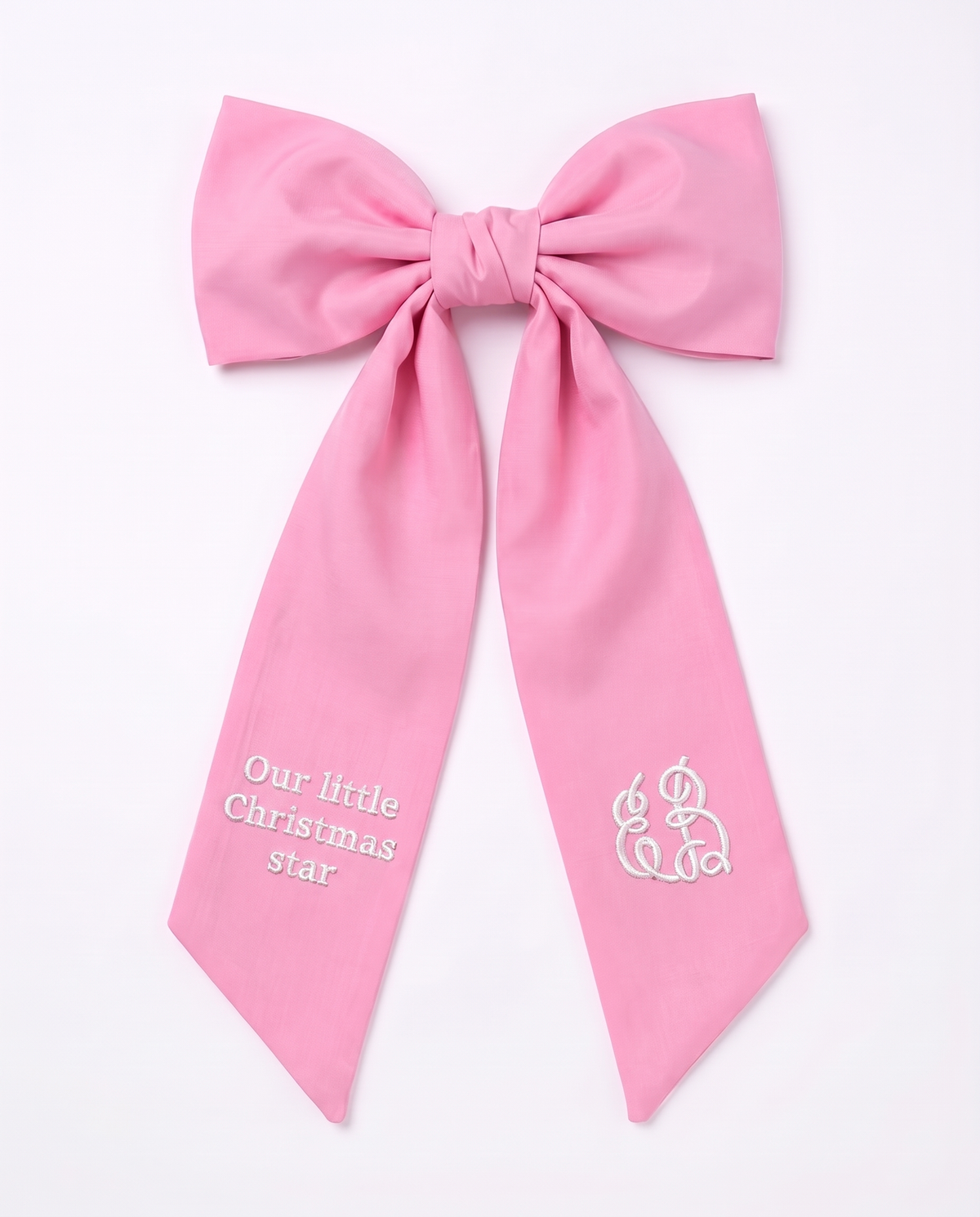 Embroidered Newborn Bow Sash in Bubblegum Pink
