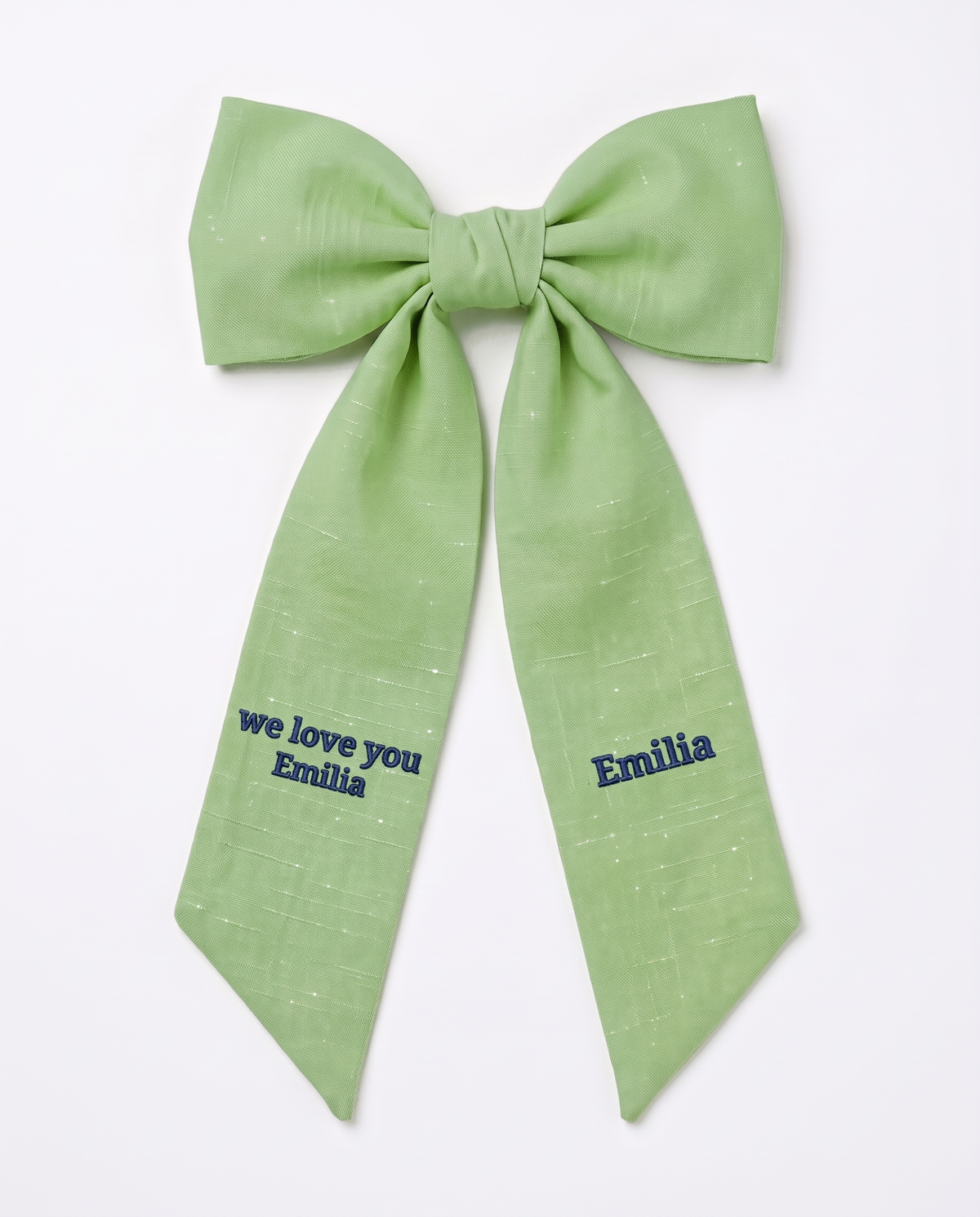 Apple green linen-cotton bow sash tied bow