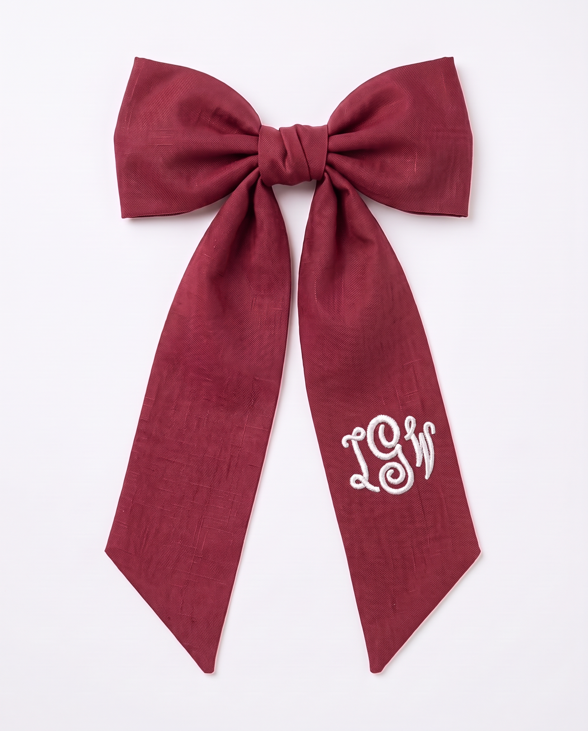 Burgundy linen-cotton bow sash tied bow