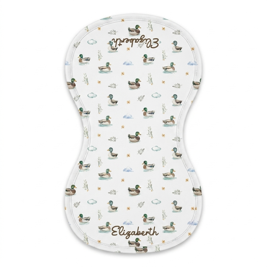 Personalized Bib and Burp Cloths in Mallard