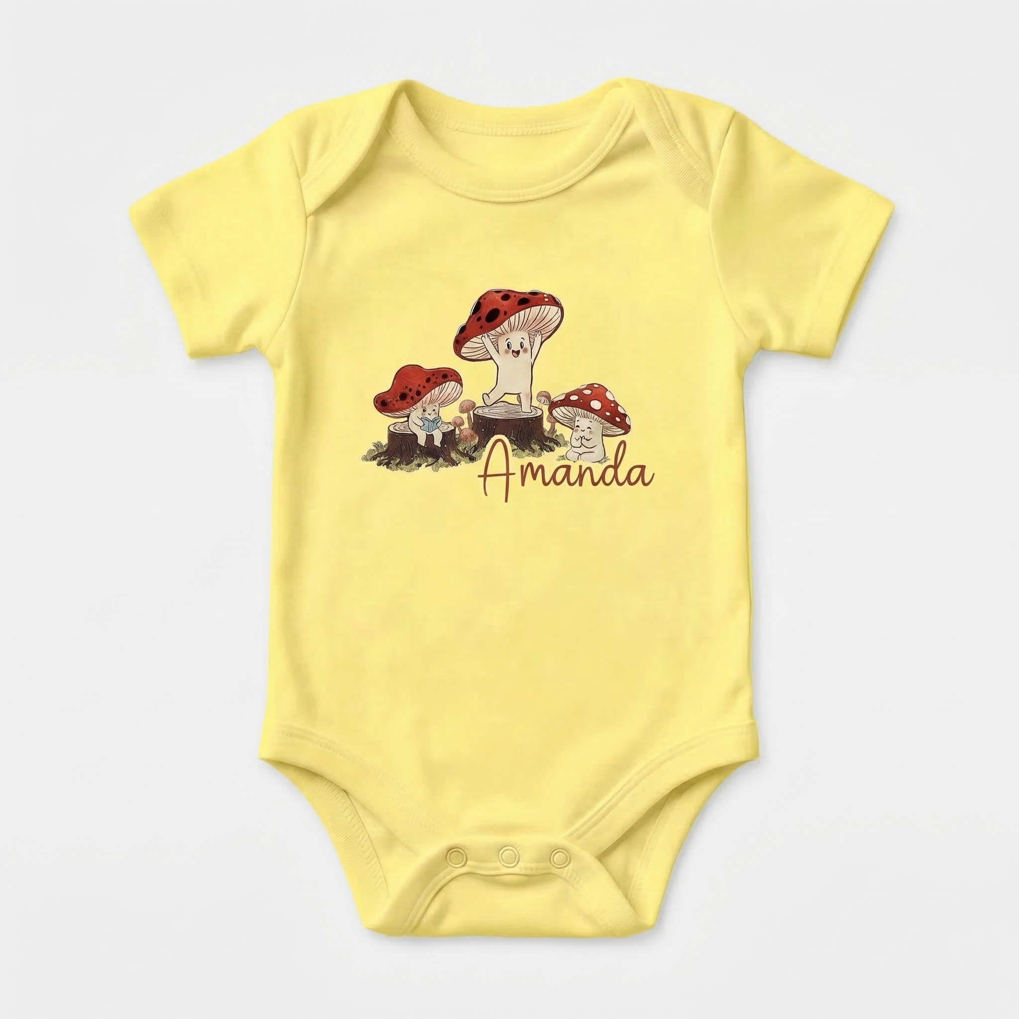 Personalized Graphic Bodysuit in Mushroom