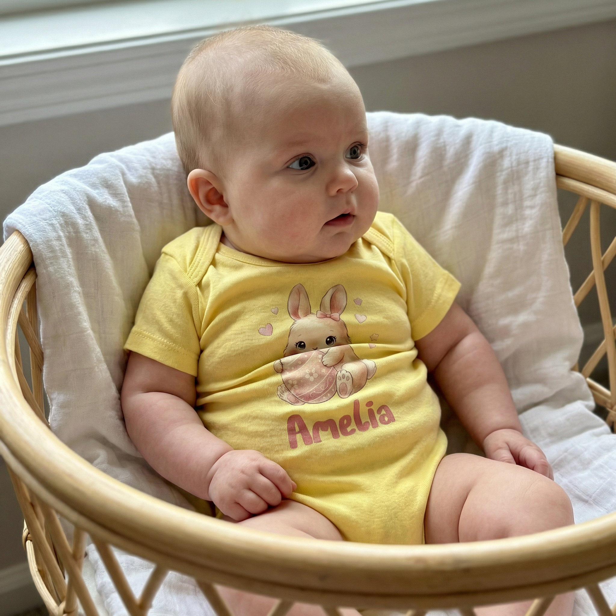 Personalized Graphic Bodysuit in Pink Easter Eggs