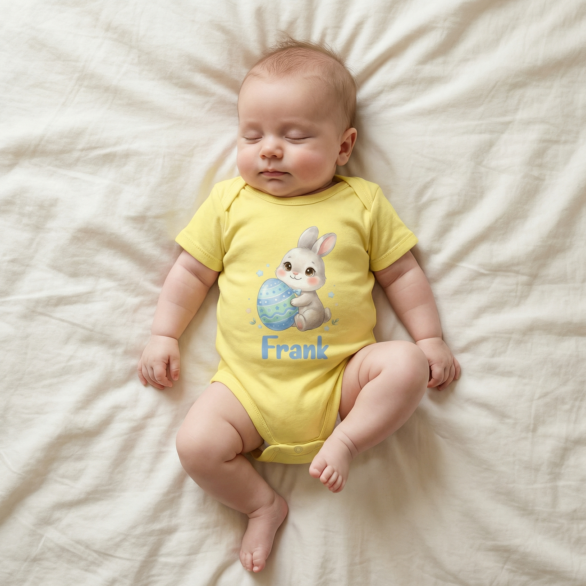 Personalized Graphic Bodysuit in Blue Easter Eggs
