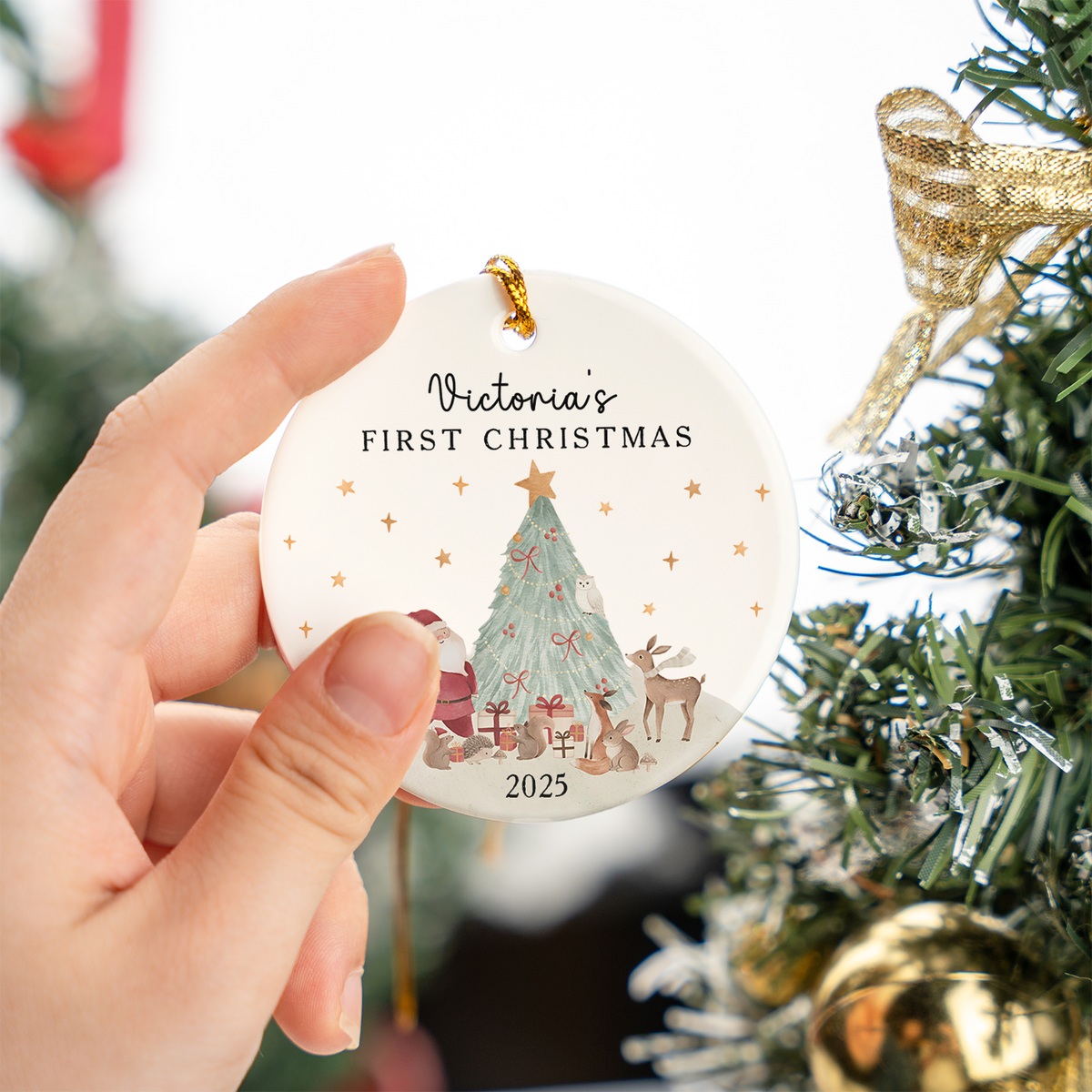 Fist Christmas Personalized Custom Ceramic Ornament