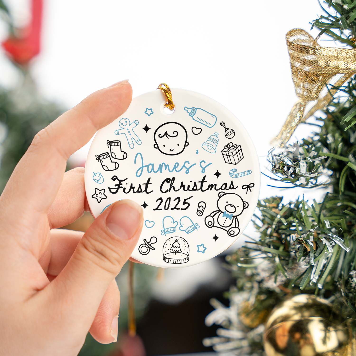 Baby Boy Xmas Personalized Custom Ceramic Ornament