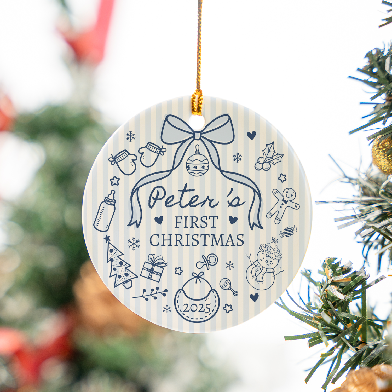 Baby Christmas Personalized Custom Ceramic Ornament