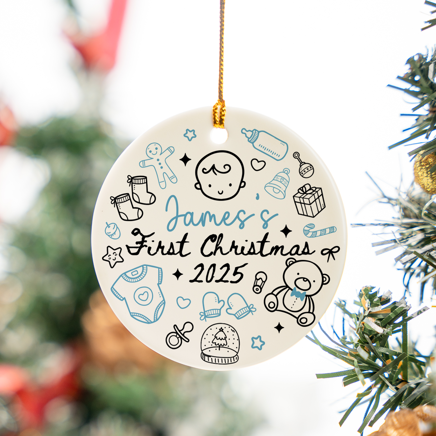 Baby Boy Xmas Personalized Custom Ceramic Ornament