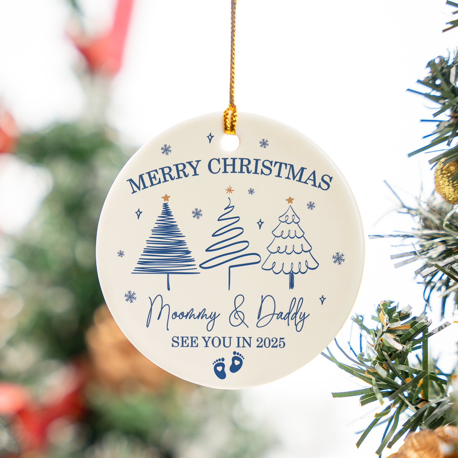 Baby Coming Soon Personalized Custom Ceramic Ornament