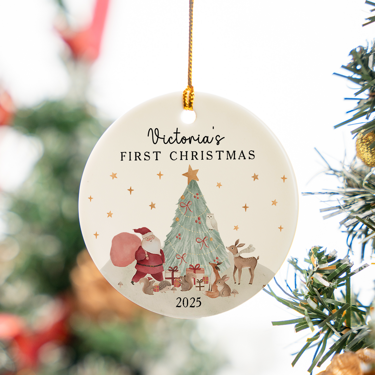 Fist Christmas Personalized Custom Ceramic Ornament