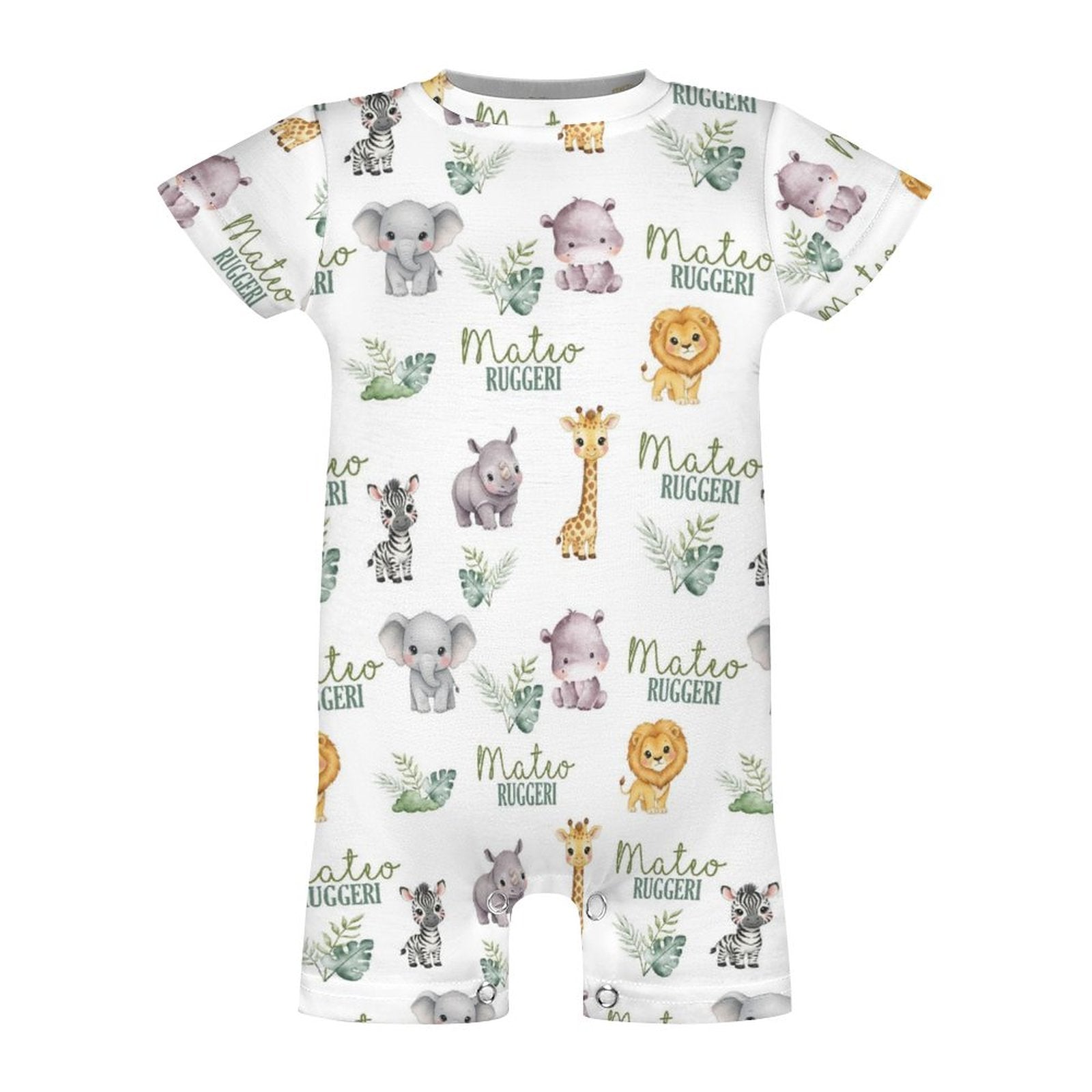 Personalized Bodysuit Romper in Safari Animal