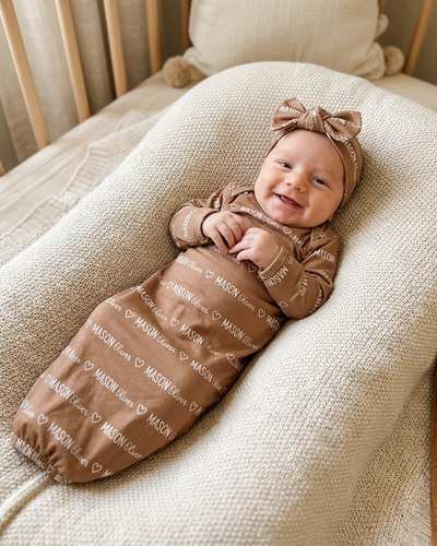 Personalized Sleep Gown Mono Name in Camel