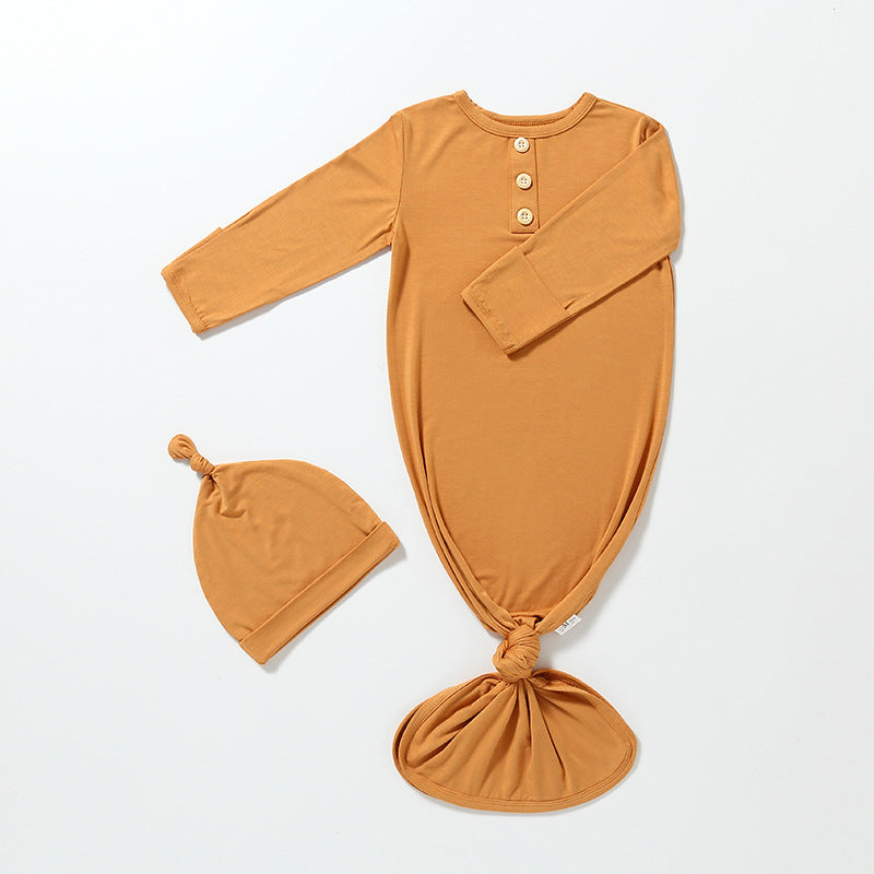 Knotted Gown with Hat in Caramel