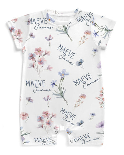 Personalized Snap Romper in Pretty Wildflower