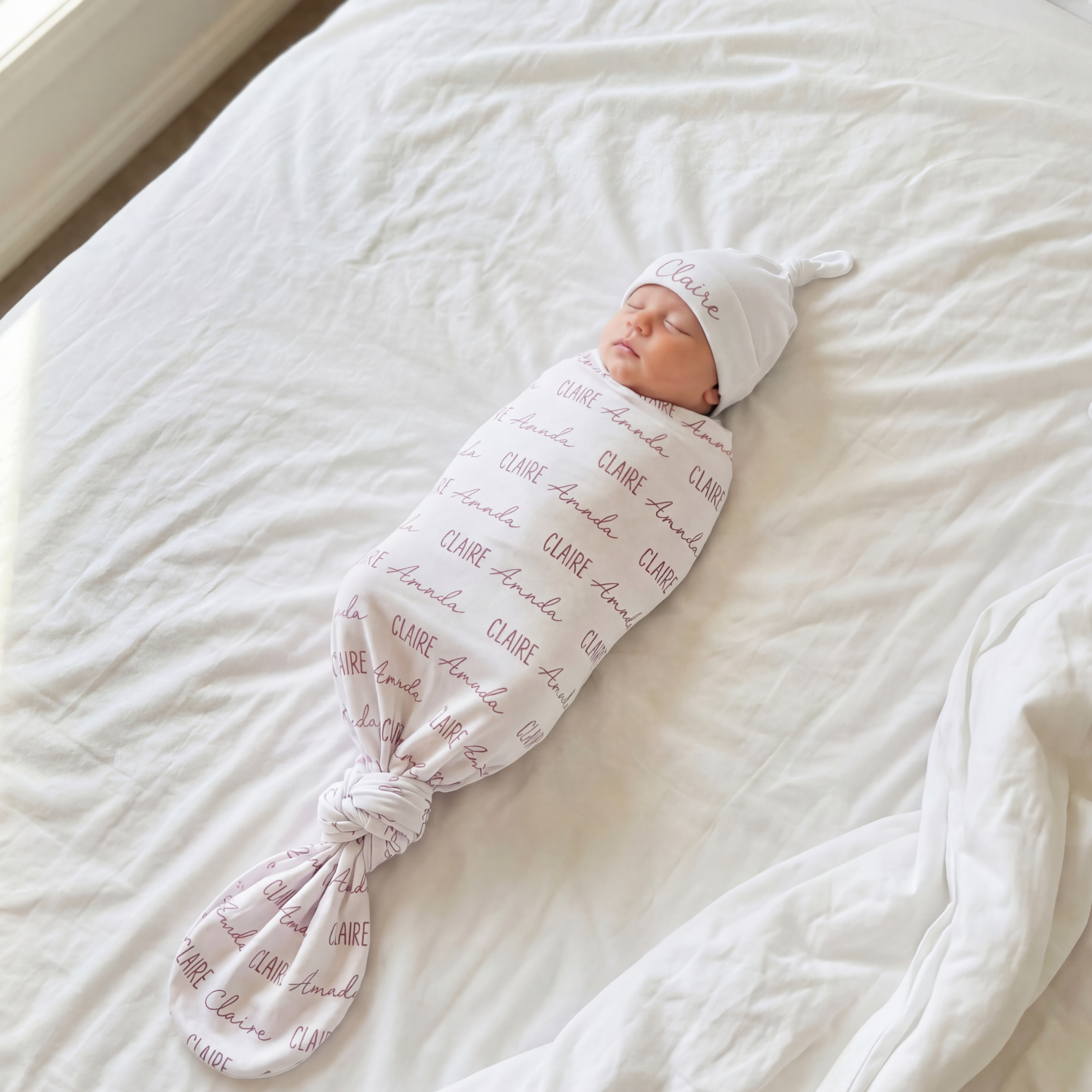 Personalized Swaddle Blanket Font Duo in Cloud