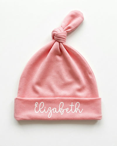 Personalized Knotted Hat in Peachy Blush