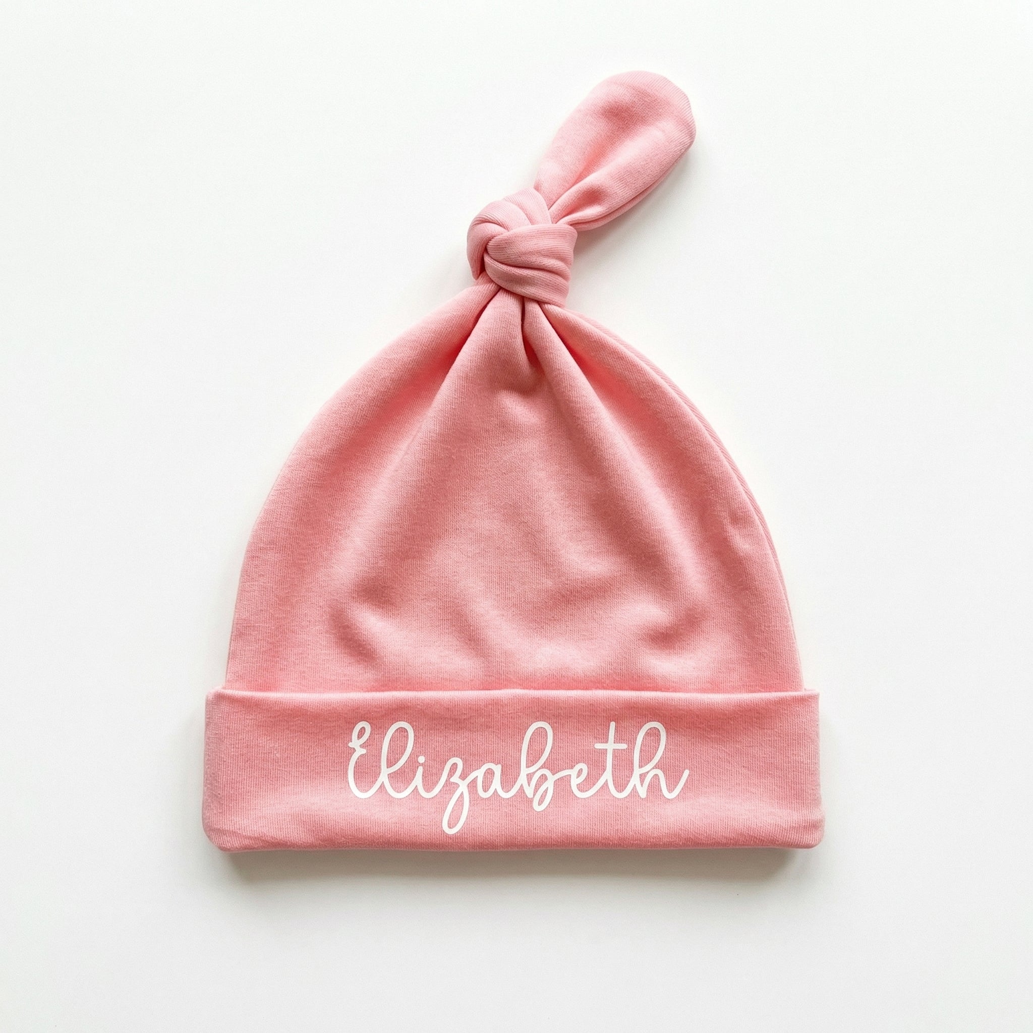 Personalized Knotted Hat in Peachy Blush