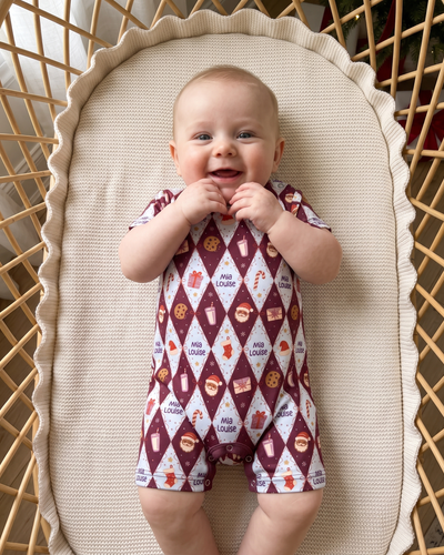 Personalized Snap Romper in Dear Santa Pink