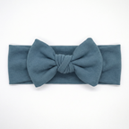 Personalized Bow Headband in Dusty Blue