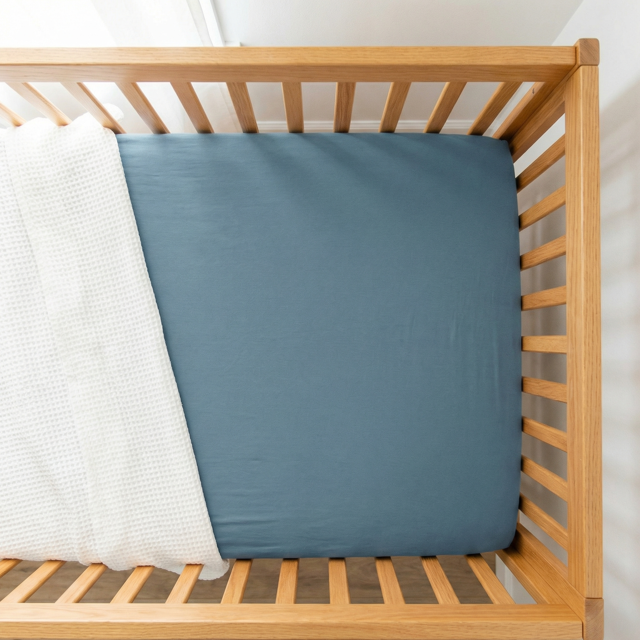 Crib Sheet in Dusty Blue
