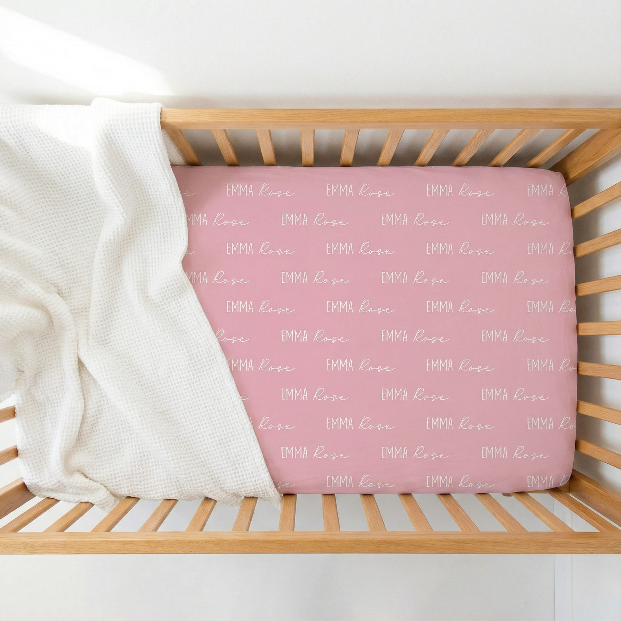 Personalized Crib Sheet Font Duo in Dusty Rose