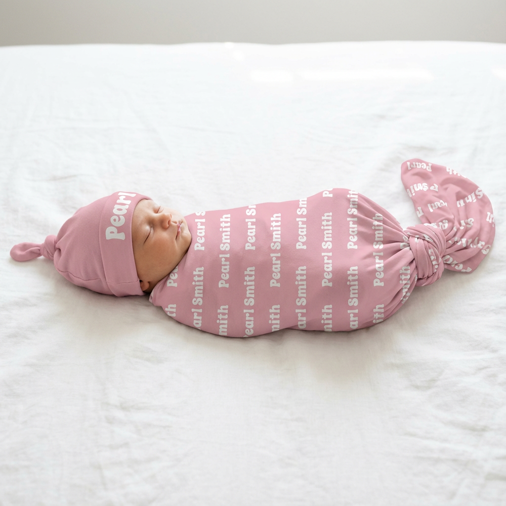 Personalized Swaddle Bubble Font in Dusty Rose