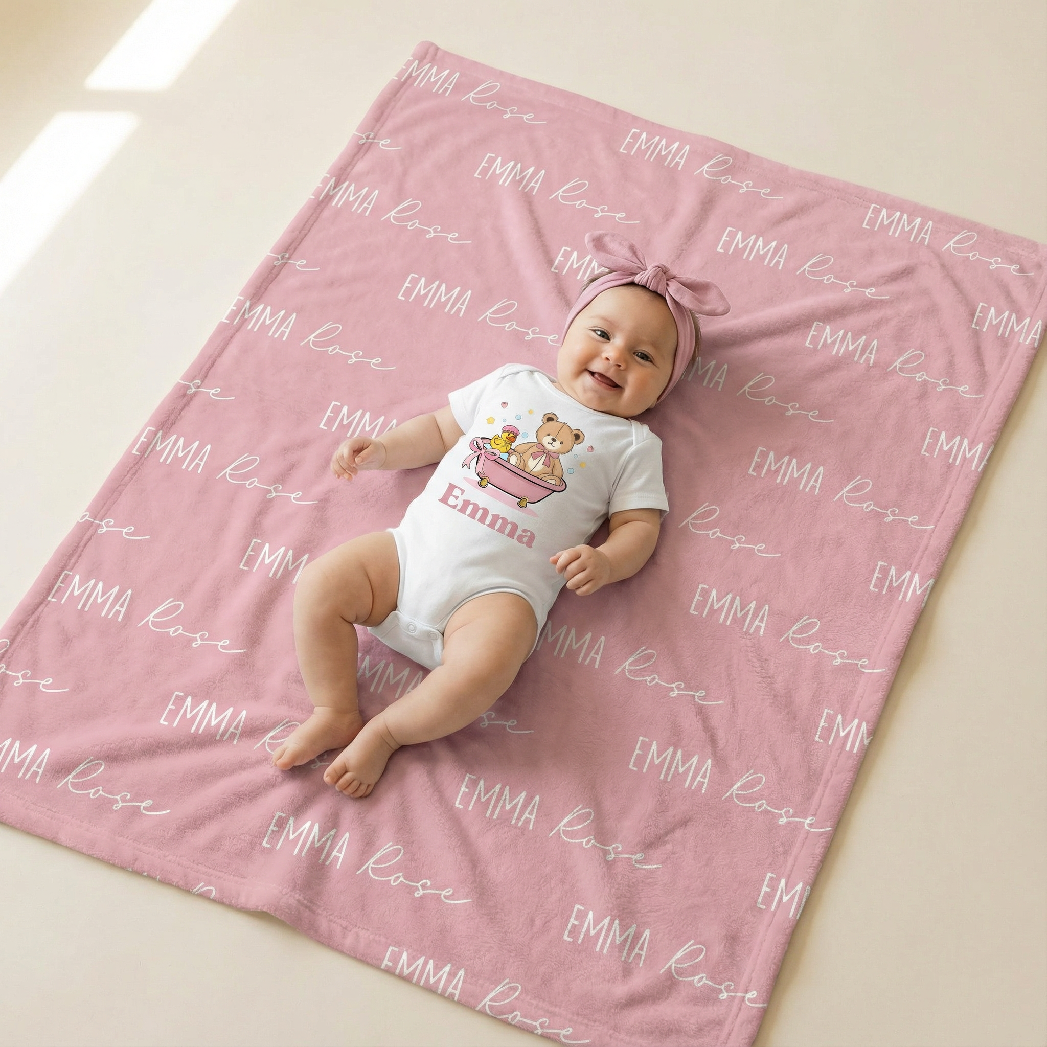 Personalized Minky Blanket Font Duo in Dusty Rose