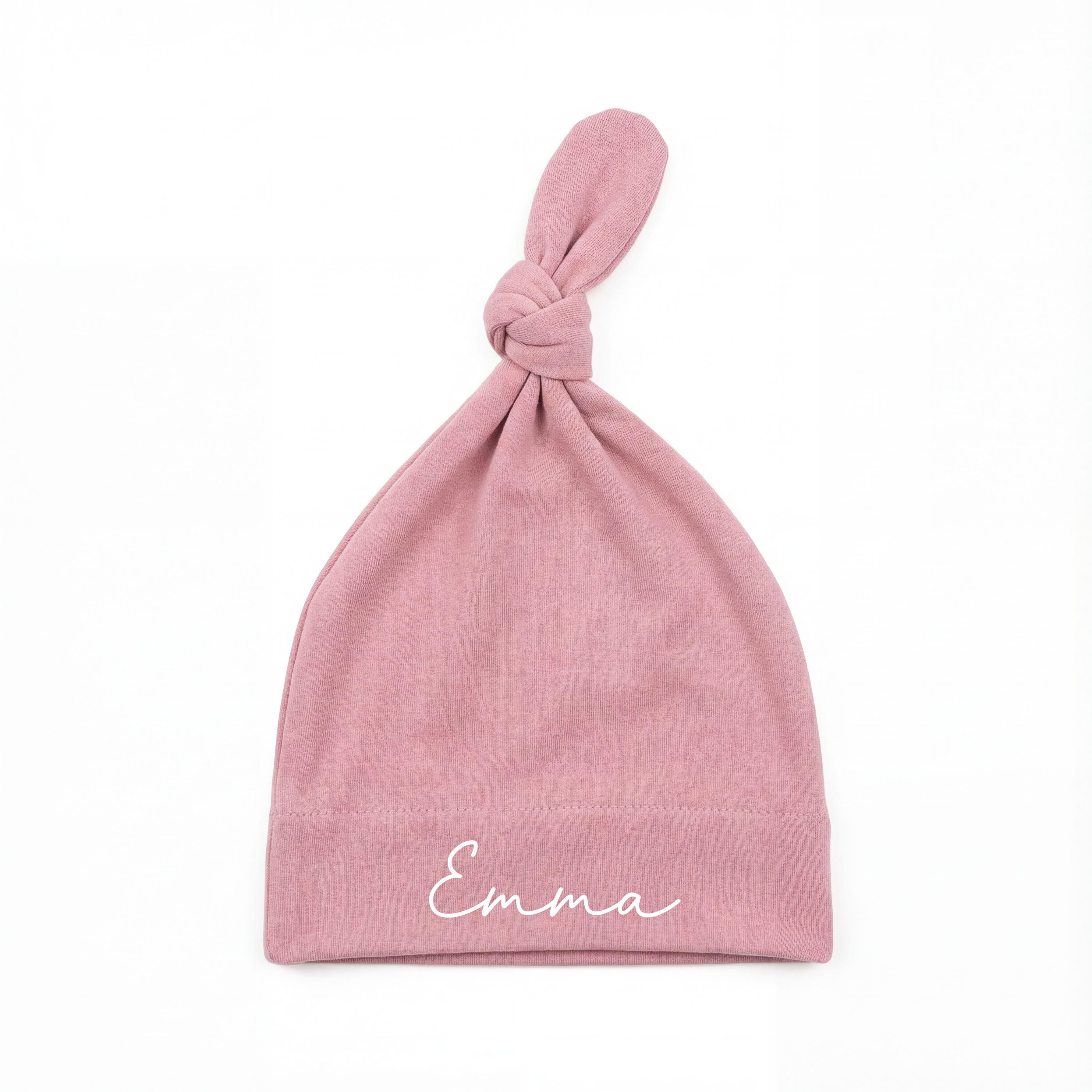 Personalized Knotted Hat in Dusty Rose