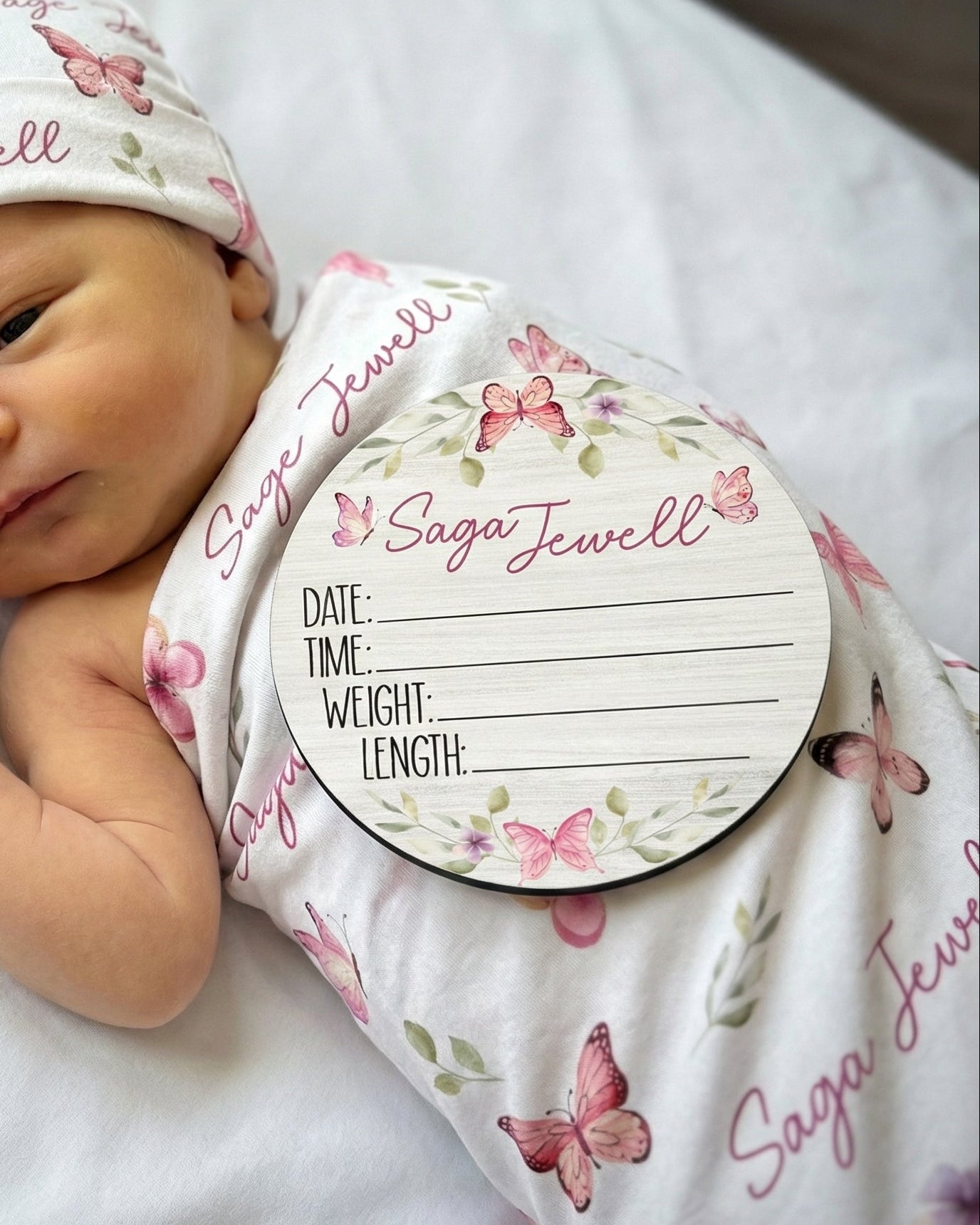 Personalized Swaddle in Pink Butterfly