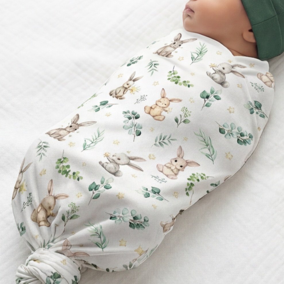 Swaddle Blanket in Bunny Garden