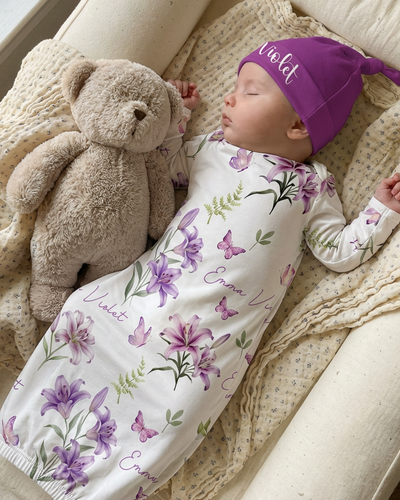 Personalized Sleep Gown in Purple Lilys