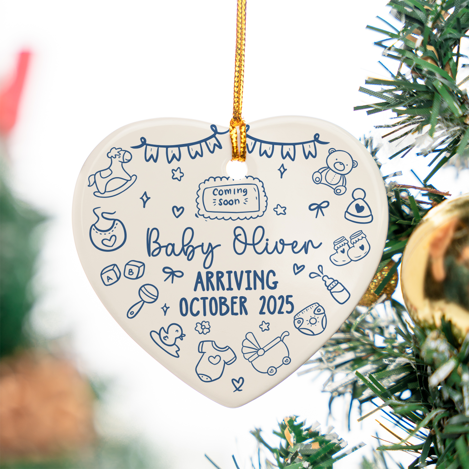 Baby Arrival Personalized Custom Ceramic Ornament